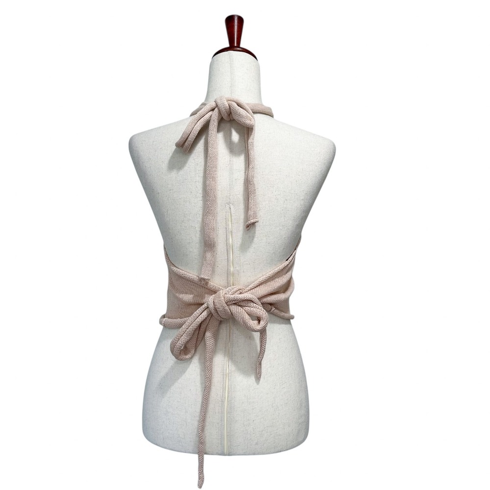 Free People Knit Halter Top XS / Small Tie Back Open Back Festival Mockneck (6) - Picture 6 of 9
